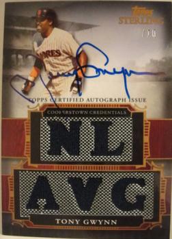 2010 Topps Sterling - Touched By Greatness Relic Five Autographs Sterling Silver #5TBGAR-20 Tony Gwynn Front